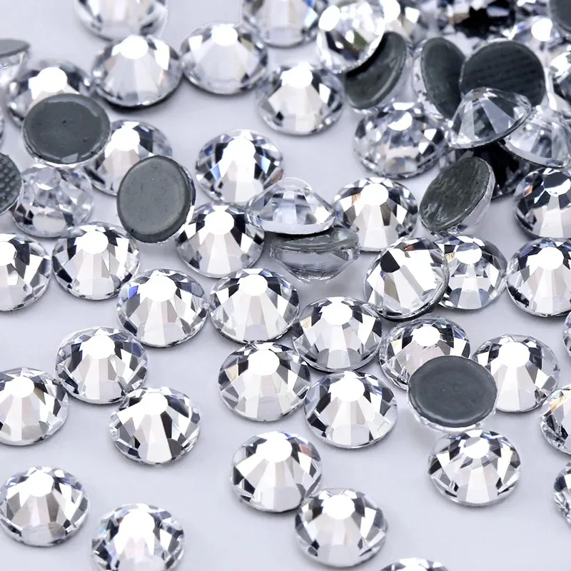 DUCRYSTAL Bling Bling Hot Fix Colorful Rhinestones for Nail Art Fabric Bag Iron On Flat Back Gold Crystal Gems for DIY Craft