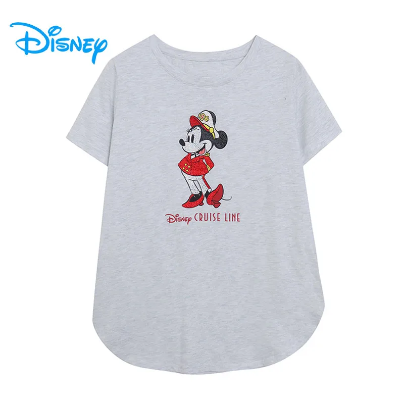 

Disney Cruise Line T Shirt O Neck Women Casual Loose Tshirt Top Short Sleeve Minnie Mouse Rhinestone Cartoon Tee Summer Femme