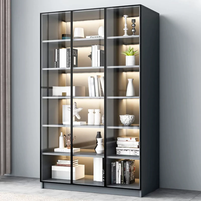 

Solid wood bookcase integrated bookshelf light luxury living room wall bookcase simple modern display cabinet