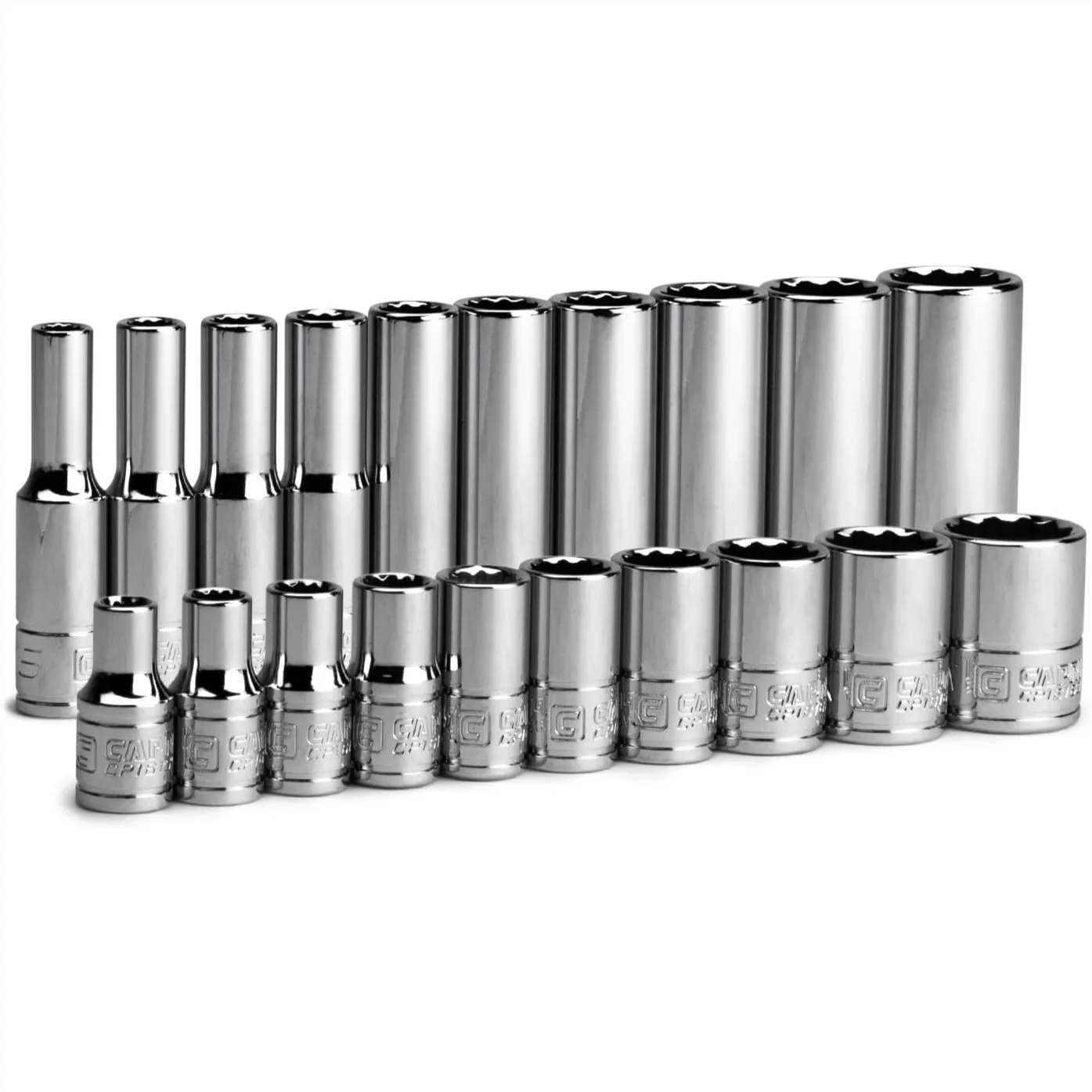 

20-Piece 1/4 in Drive 12-Point Socket Set SAE 3/16 to 9/16 in with Deep and Shallow Sockets for Fasteners