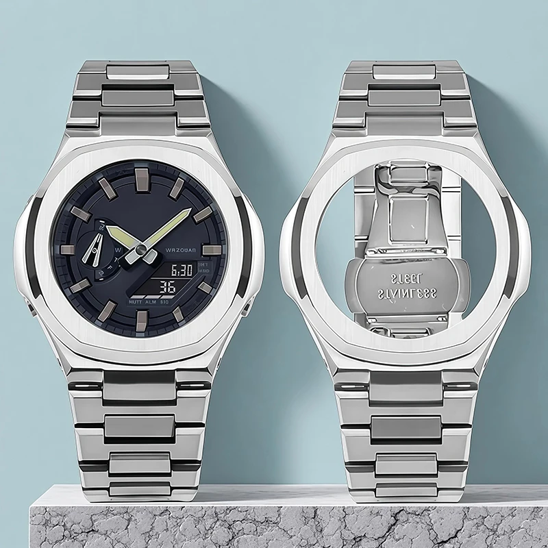 

Металлический корпус Ga-2100 Ga-2110, аксессуары для модификации Casio, комплект для сборки Ga2100 Nautilus, детали из нержавеющей стали, ремешок для часов.