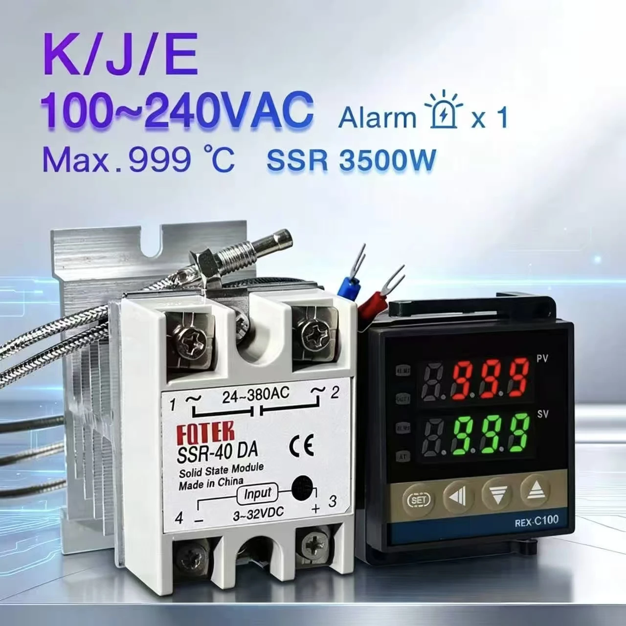 REX-C100 PID Temperature Controller Digital Thermostat 400 Degree with 40A SSR K Type Thermocouple for Precision Temperatur