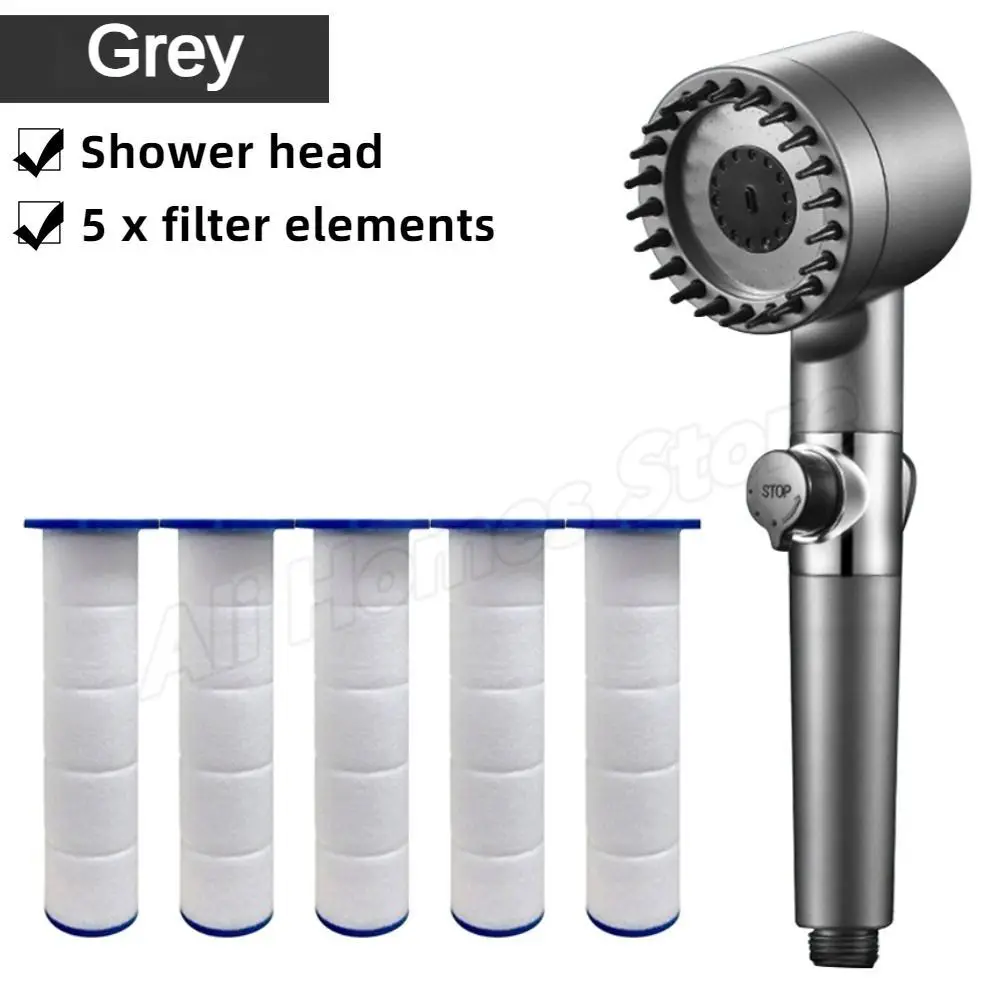 

Ручная насадка для душа высокого давления с 4 режимами распыления - сменный кронштейн для шланга для массажа с дождевой водой, хлопковые фильтры, аксессуары для ванной комнаты