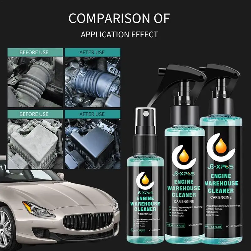 50ml/100ml/200ml Car Engine Compartment Cleaner Rinse Free Car Wash Engine Warehouse Spray Vehicle Cleaning Tool