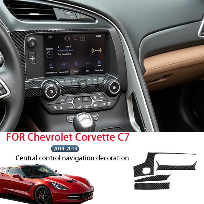 FOR Chevrolet Corvette C7 2014-2019 Soft carbon fiber central control navigation panel decorative stickers, interior protection