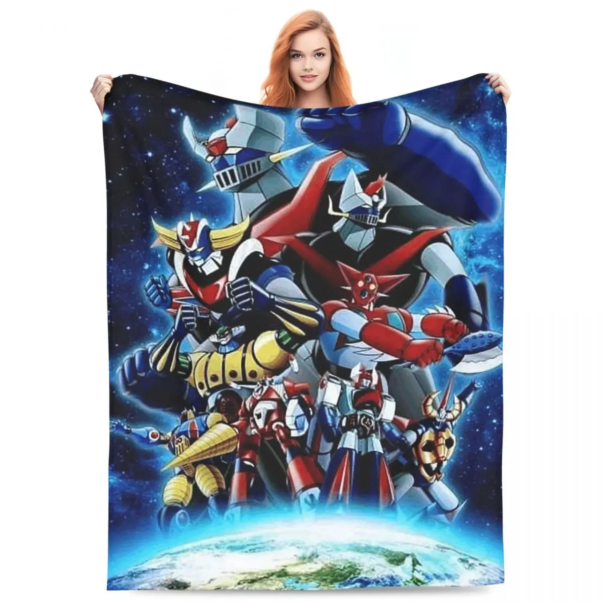 Mazinger Z Mad Robot Grendizer Anime Manga mantas suave y cálida manta de franela de felpa para cama Picnic viaje hogar sofá
