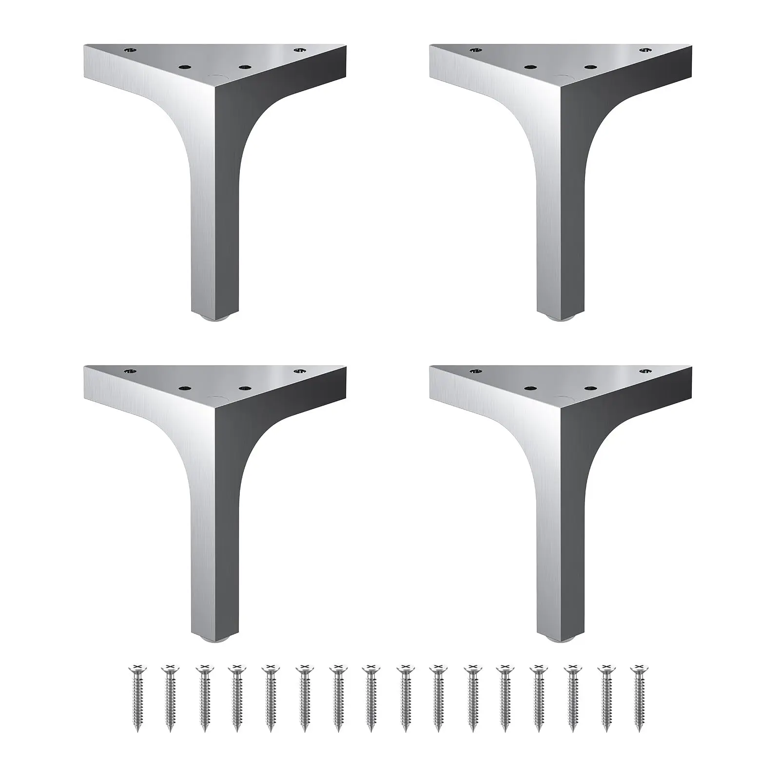 

4 Pack 4.75 Inch Satin Nickel Stainless Steel Furniture Legs, 1600 Lb Load Capacity, Square Corner Feet For Tables, Desks,