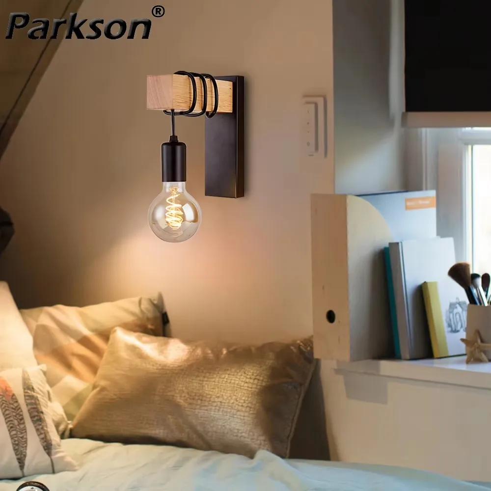 

Modern Wood Wall Lamps E27 Minimalist Mirror Sconces Wall Lights For Home Bedroom Room Decoration Light Fixture Indoor Lighting