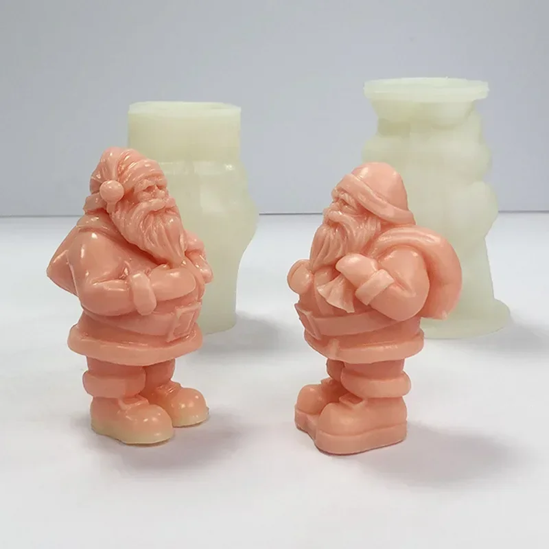 Standing Santa Claus Aromatherapy Candle Silicone Mold DIY Christmas Dwarf Gypsum Dropping Mold