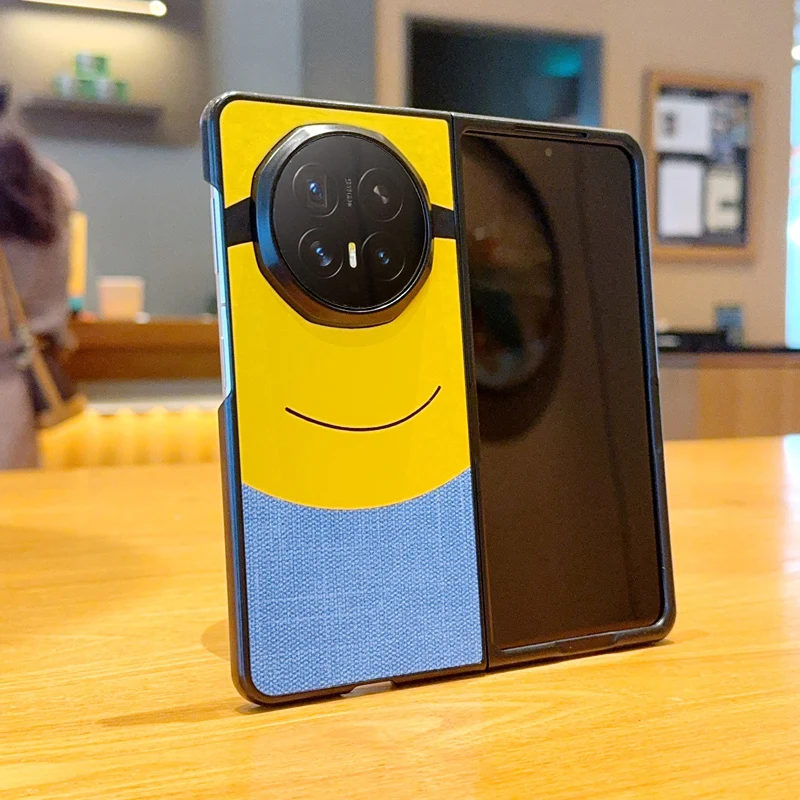 Etui na telefon Honor Magic V6 V5 V3, składane, skórzane, odporne na wstrząsy i odciski palców, z żółtym wzorem Big Eye.