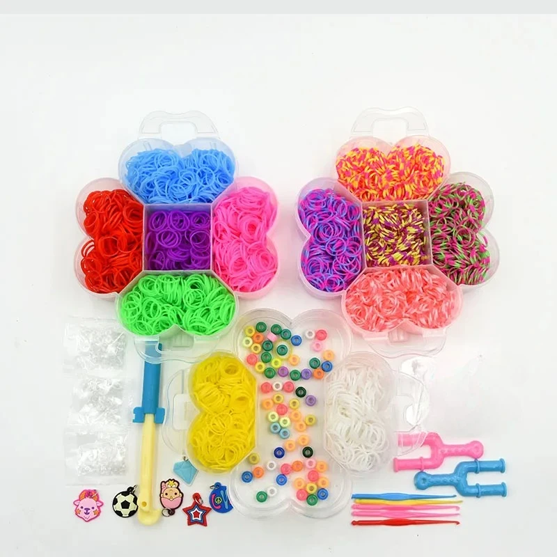 High Quality Rubber Bands Loom  Kids DIY Arts &Crafts Gum Bracelets 3 Layer Bracelet Making Kit Family Loom Weaving Set