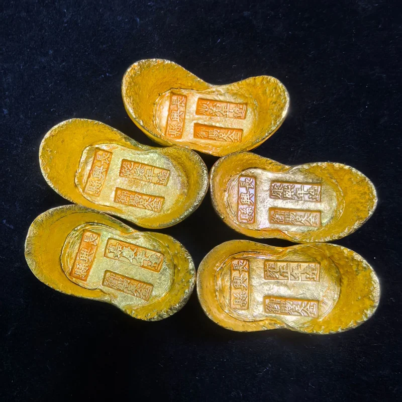 Ingot Five Emperors Set Ingots Crafts Bricks Gold Coins Antique Bronze Gilt