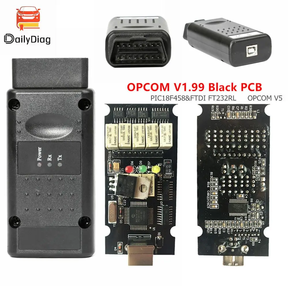 

OPCOM V5 for Opel 2021 OP COM 1.99 Flash Firmware Update Car Diagnostic Cable OP-COM PIC18F458 OBD2 CAN-BUS Code Reader