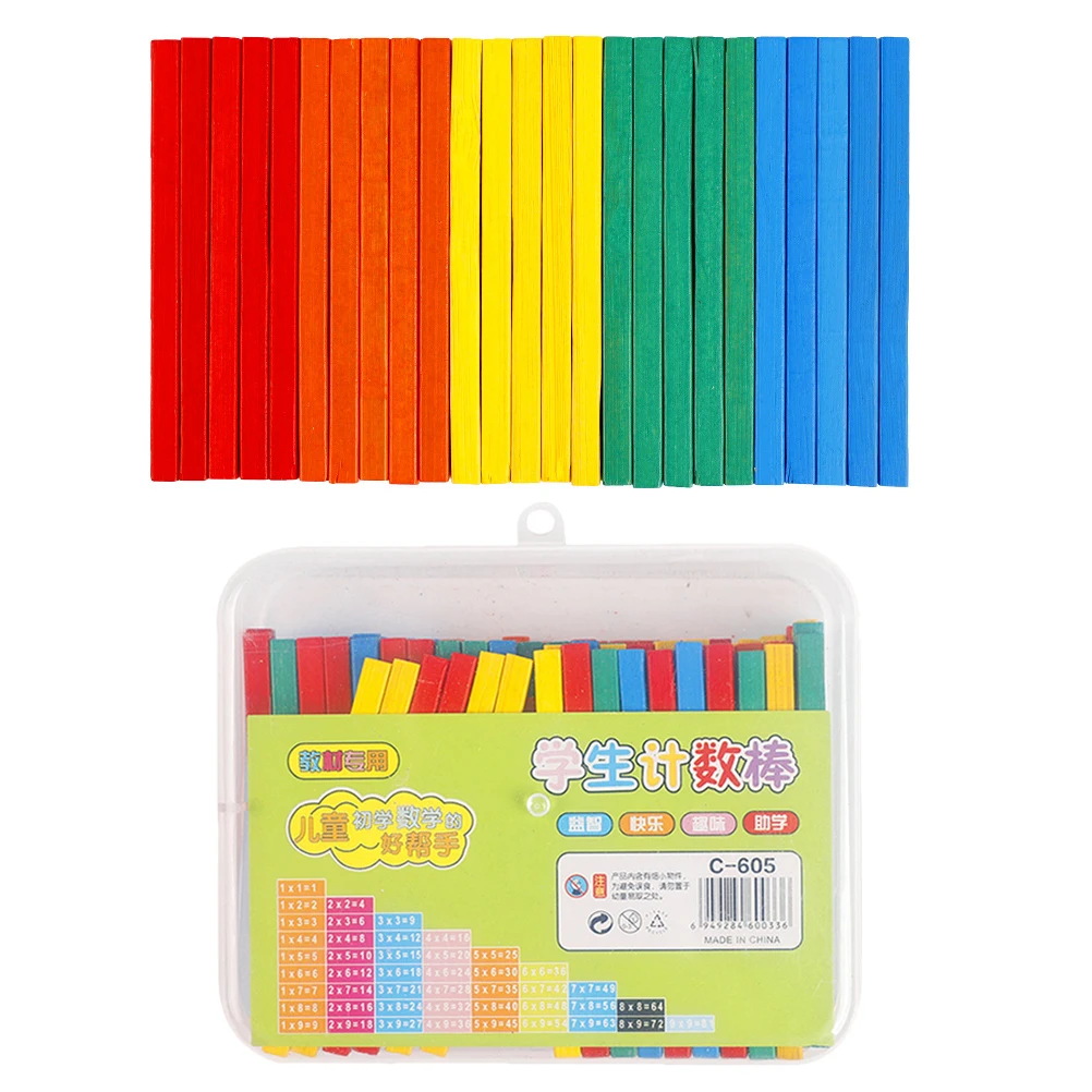 100 Uds. Varillas de conteo, varillas aritméticas, juguetes matemáticos de madera brillante, bloques de construcción educativos para niños en edad preescolar y guardería