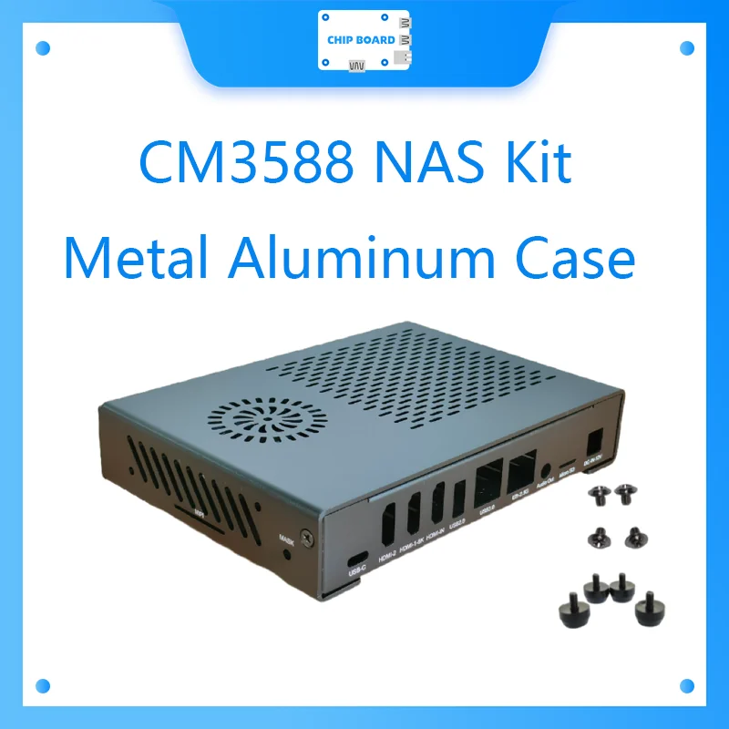 FriendlyELEC CM3588 NAS Kit Metal Caixa de alumínio V3 Power RK3588 RTC Bateria Dissipador de calor Pacote de depuração de parafuso