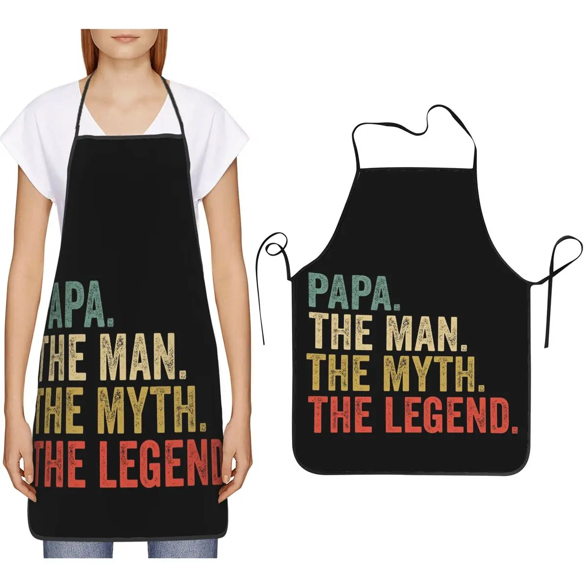 Papa The Man The Myth The Legend Retro Fathers Day Aprons Chef Cooking Baking Tablier   Bib Kitchen Cleaning Pinafore  Painting