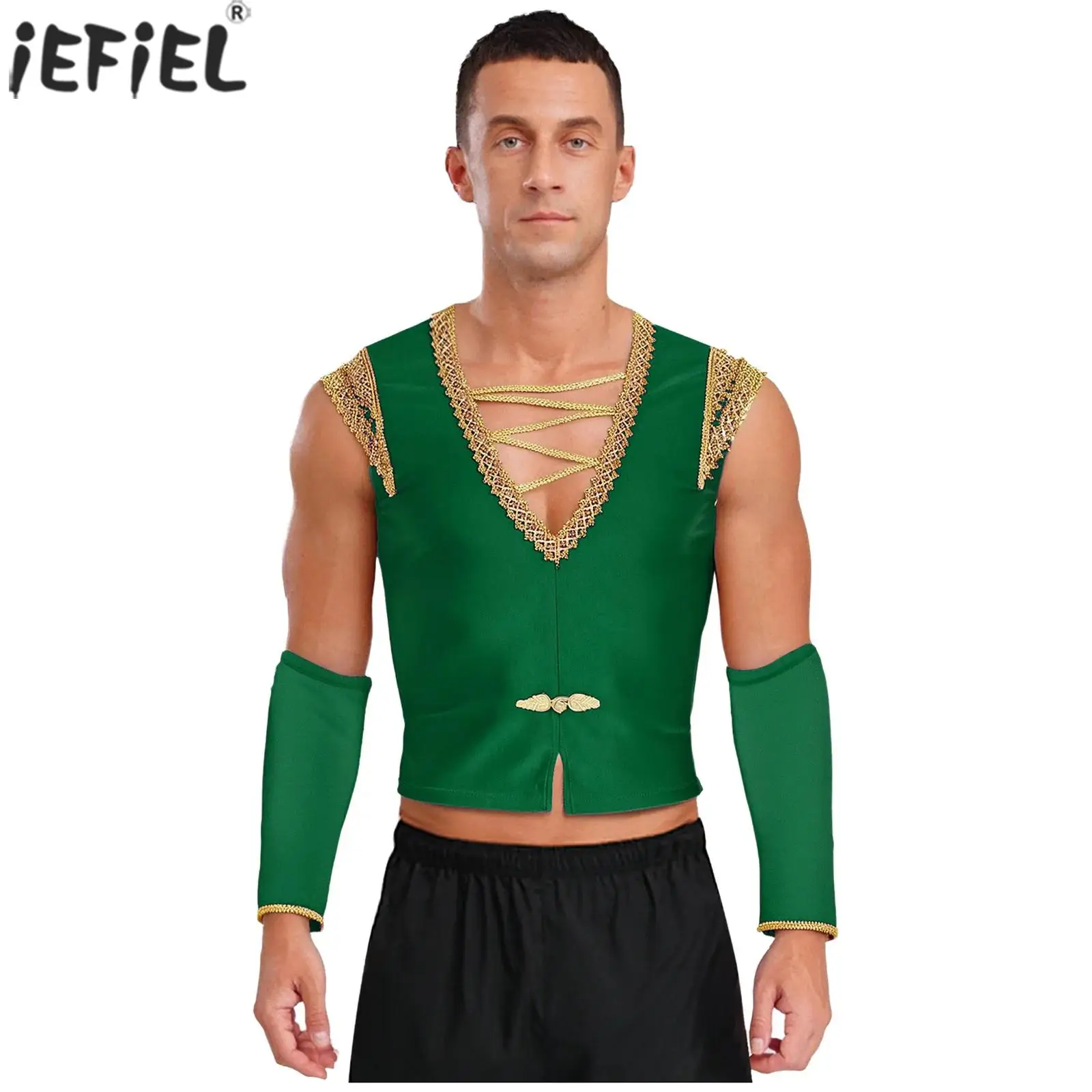 

Men Vintage Gothic Style Tops Ancient Rome Steampunk Victorian Prince Cosplay Waistcoat Medieval Warrior Kings Cosplay Tops