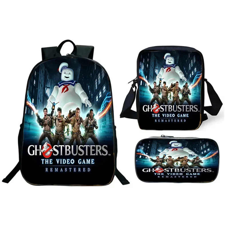 Ghostbusters impressão 3d crianças mochila 3 pçs conjunto crianças estudante bookbag adolescentes meninos menina anime mochila halloween g mn4