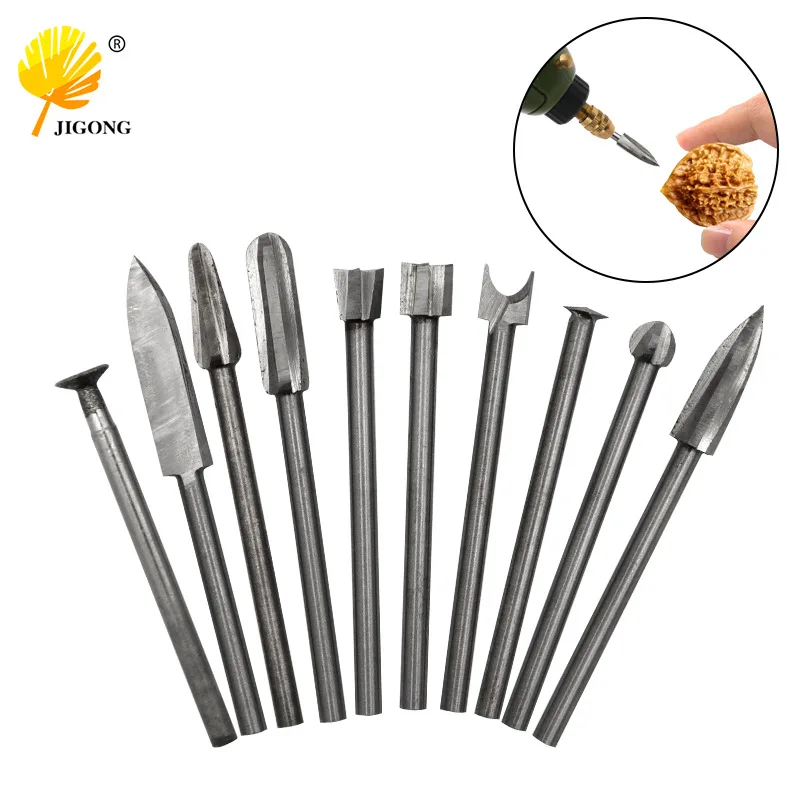 Portable 10-piece electric woodworking carving knife wood root slotting billet, plastic soft metal tool