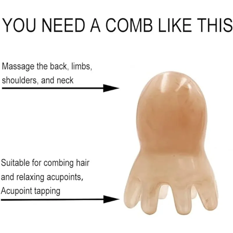 1 шт., массажная расческа для акупунктурных точек в форме осьминога, расческа для кожи головы с широкими зубьями, ручные инструменты для глубокого массажа спины, шеи и спины