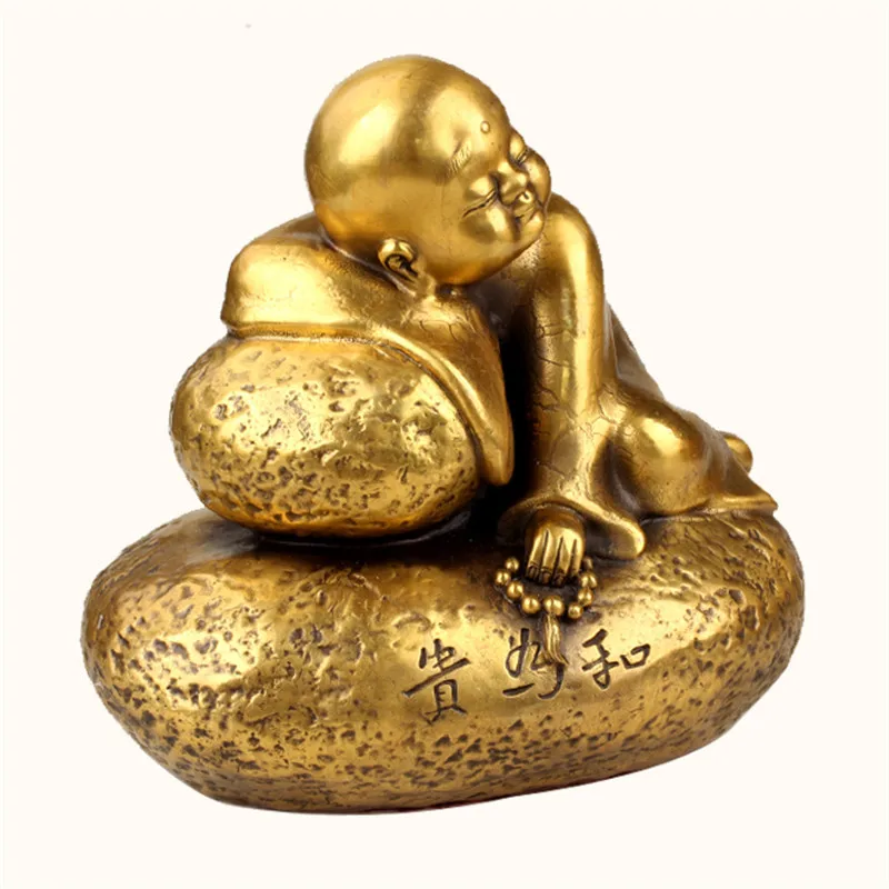 Ornament Little Monk Wooden Fish Buddha Statue Supplies Brass Decoration Metal Crafts Copper Figure