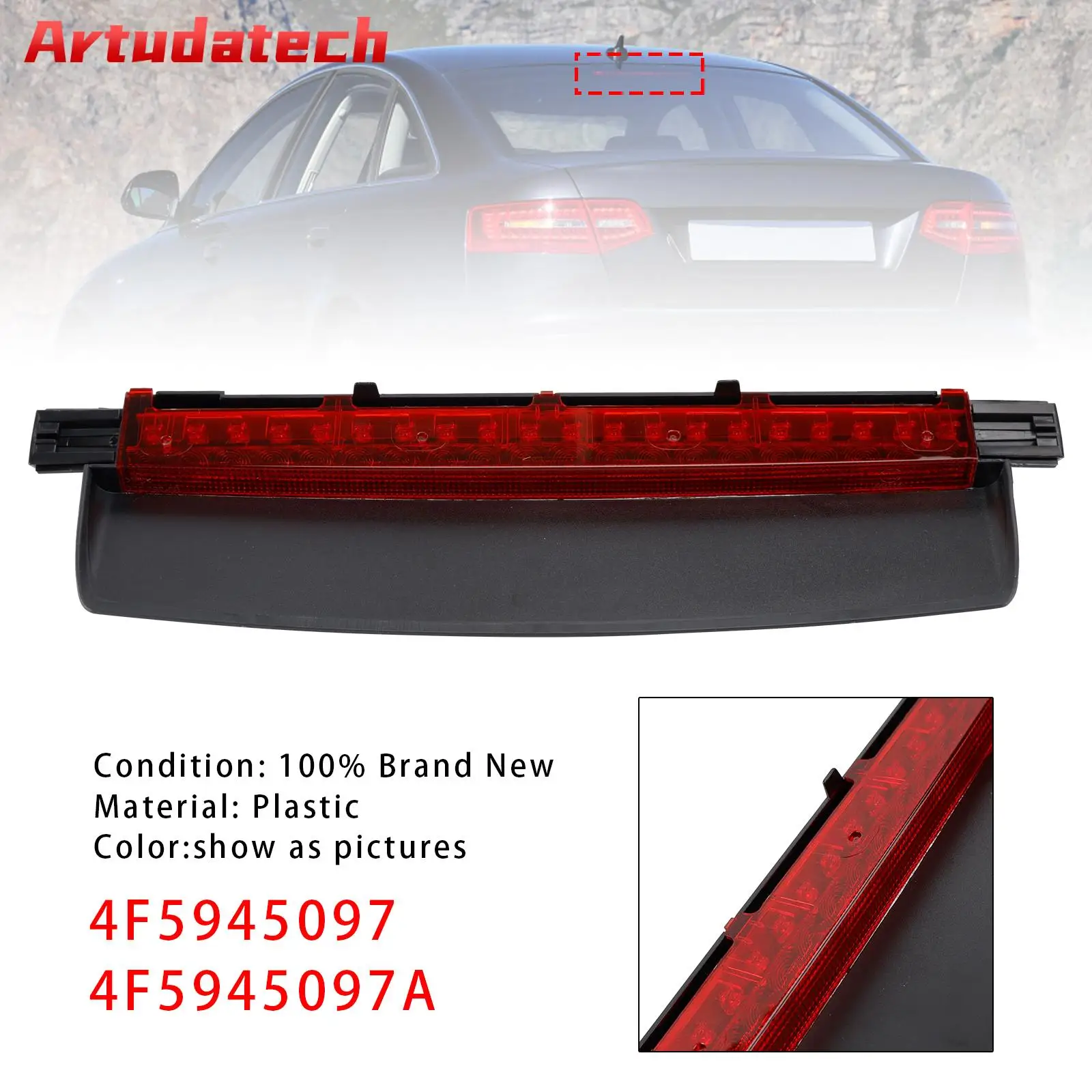 

Artudatech светодиодный третий стоп-сигнал 4F5945097 для AUDI A6 S6 C6 2006 2007 2008 2009 2010 2011 седан 4-дверный