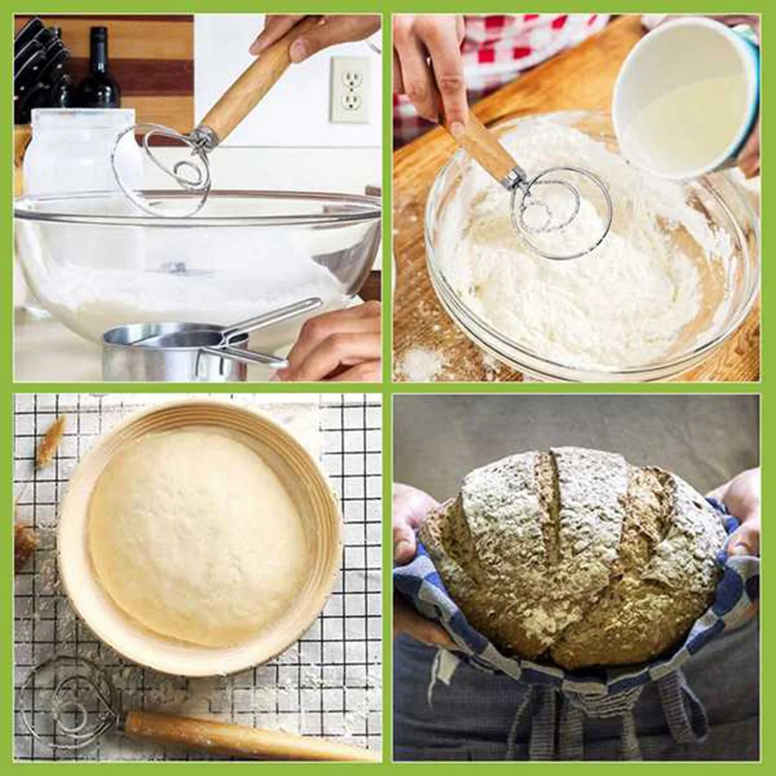 3er-Pack dänischer Teigbesen, mit Schaber für Gebäck oder Pizzateig usw. N38R