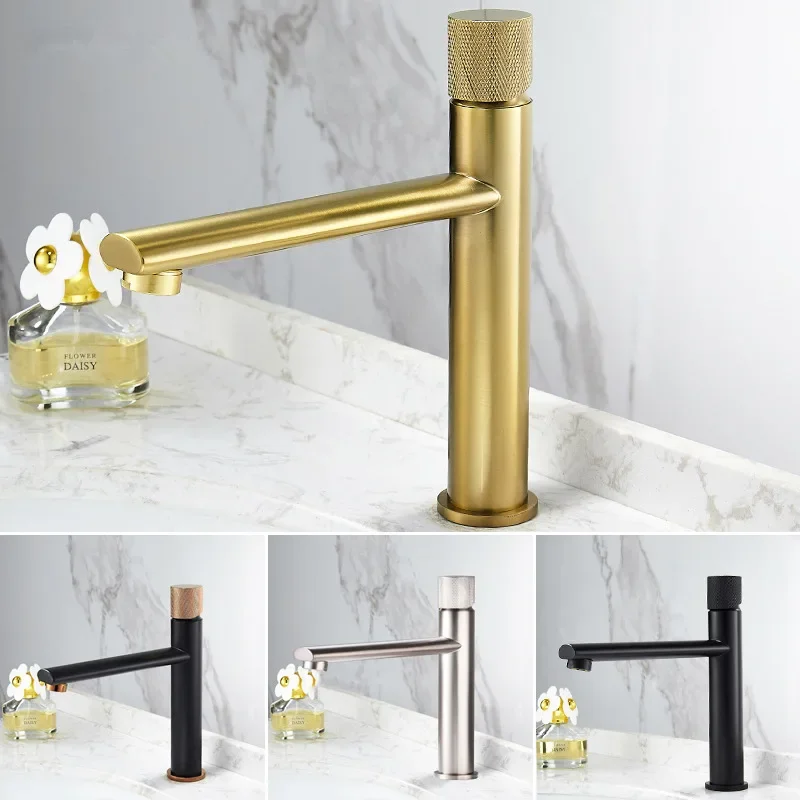 

Bathroom Faucet Brushed Gold Brass Basin Cold And Hot Water Mixer Sink Tap Deck Mounted Black/Nickel