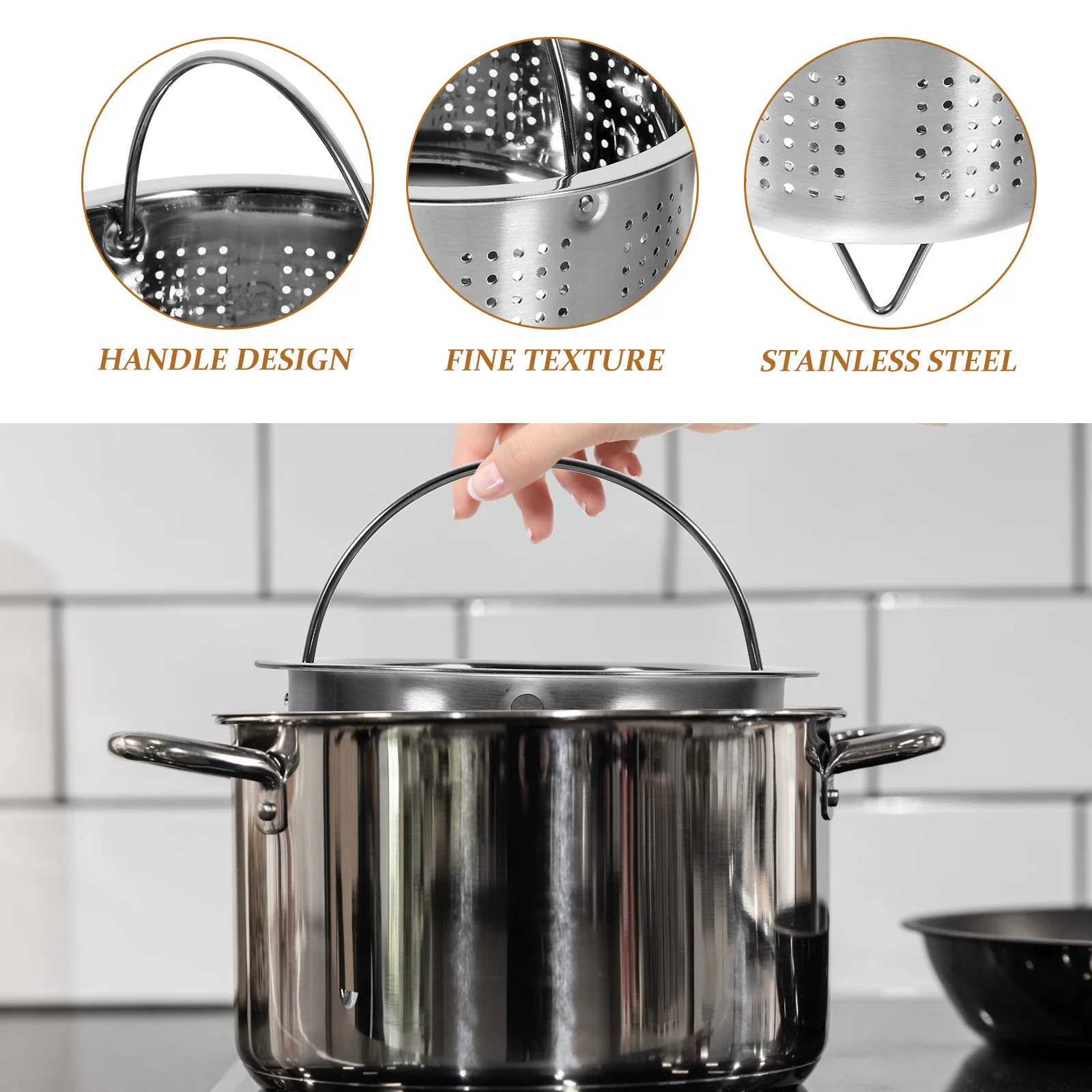 

Stainless Steel Rice Cooker Steamer Basket Non-Deformable Food Steamer Basket for Cooking Vegetables Seafood Kitchen Supplies