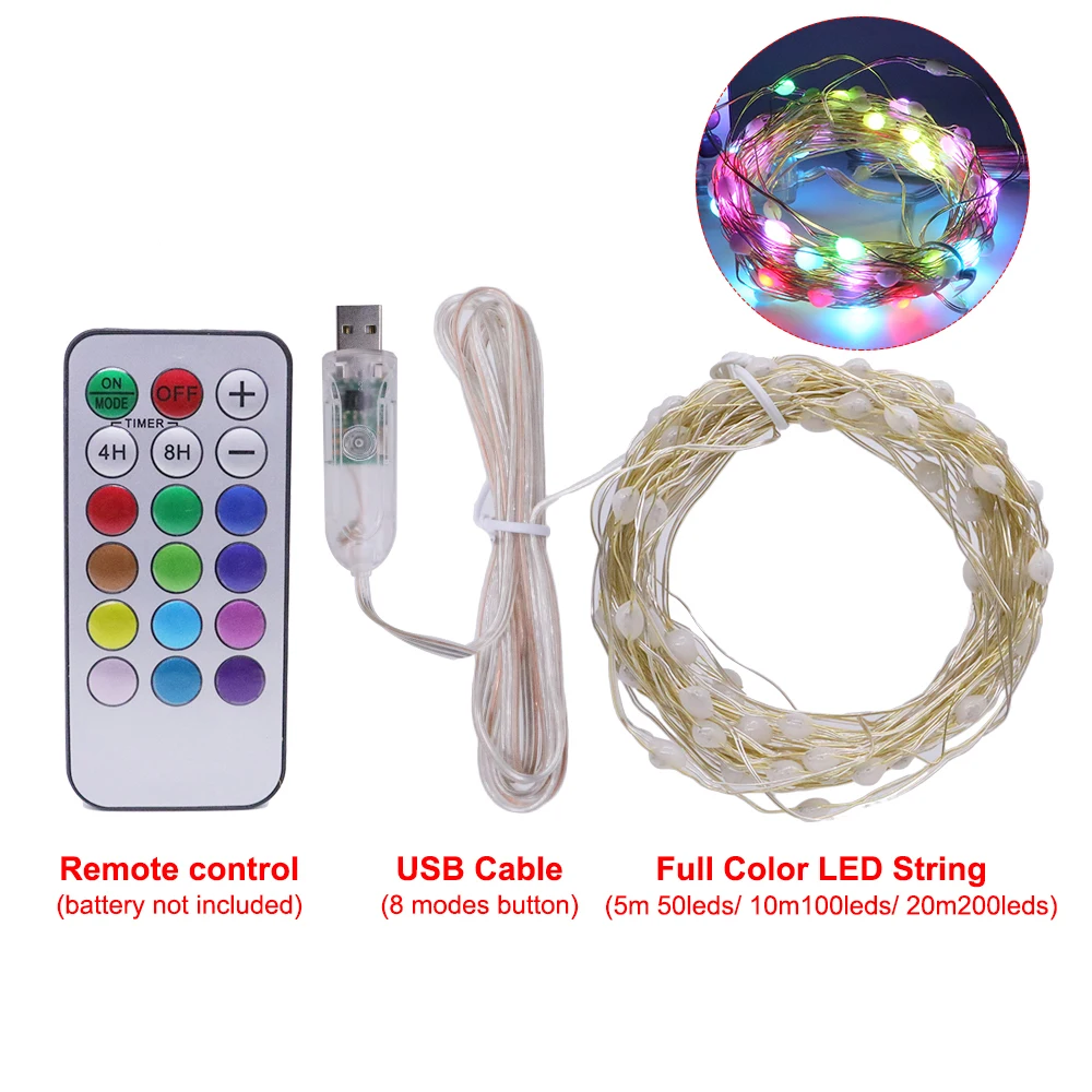 10M 20M USB LED String WS2812B RGB Dream Color Addressable Individually Fairy Lights Christmas Wedding Party Decoration