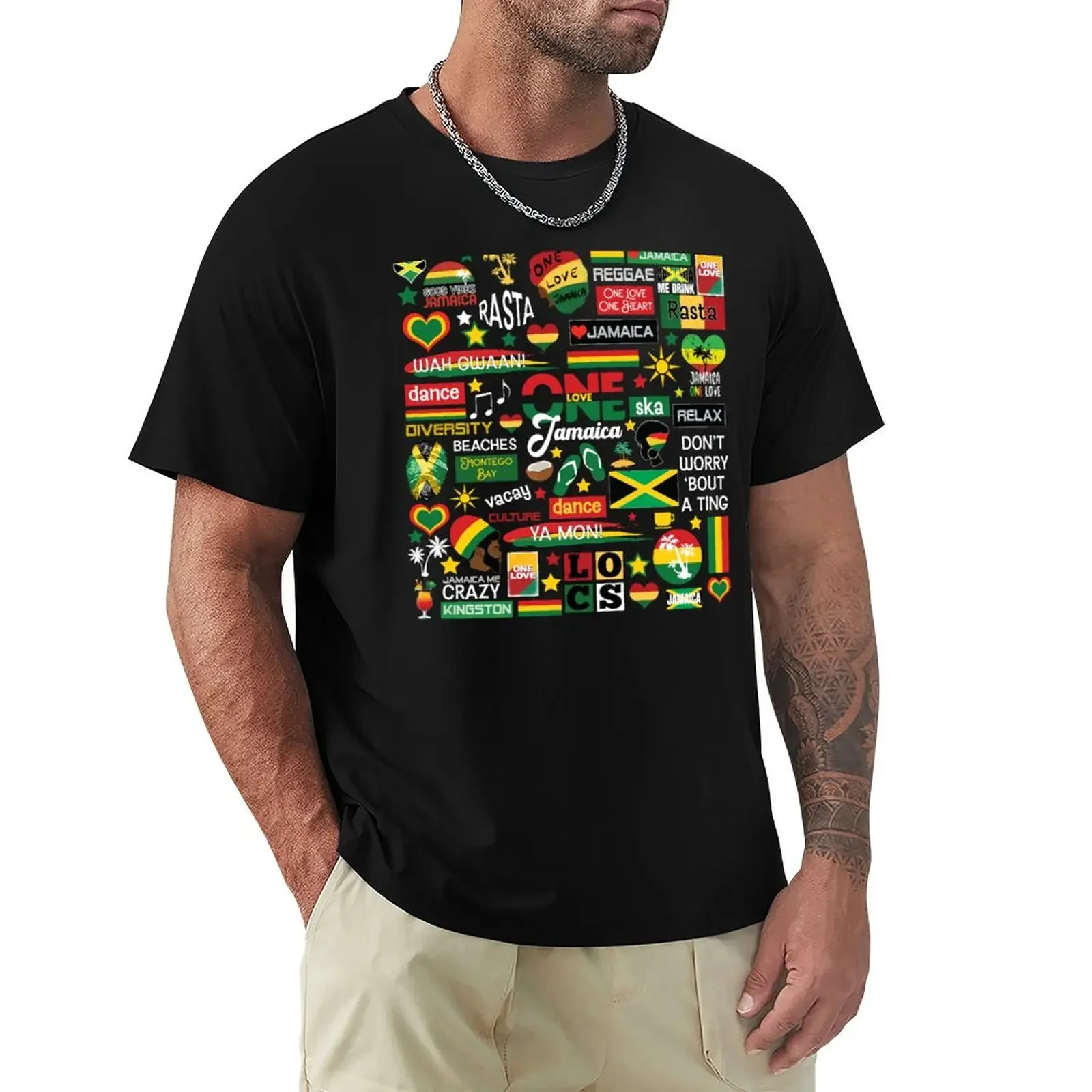 

Jamaica One Love Culture Pattern T-Shirt summer tops tops mens clothing