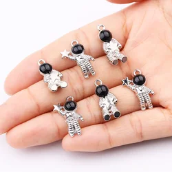 10Pcs Alloy Silver Colour Stainless Steel Astronaut Pendant Cartoon Spaceman Charm for Jewelry Making DIY Necklaces Bracelet Set