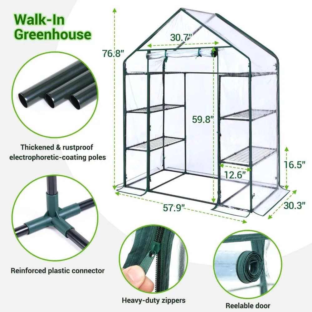 Imagem -05 - Estufa Pequena para Exterior: Camadas Prateleiras Walk-in Indoor Green House Suportes para Plantas Resistentes Reforçados