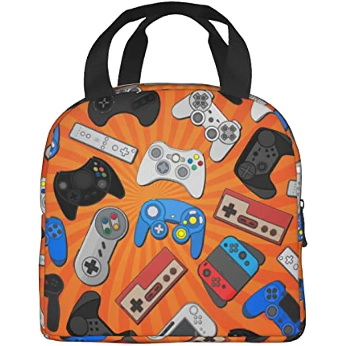 Electronic Game Controller Background Lunch Bag Compact Handbag Game Board Pattern Reusable Lunch Box