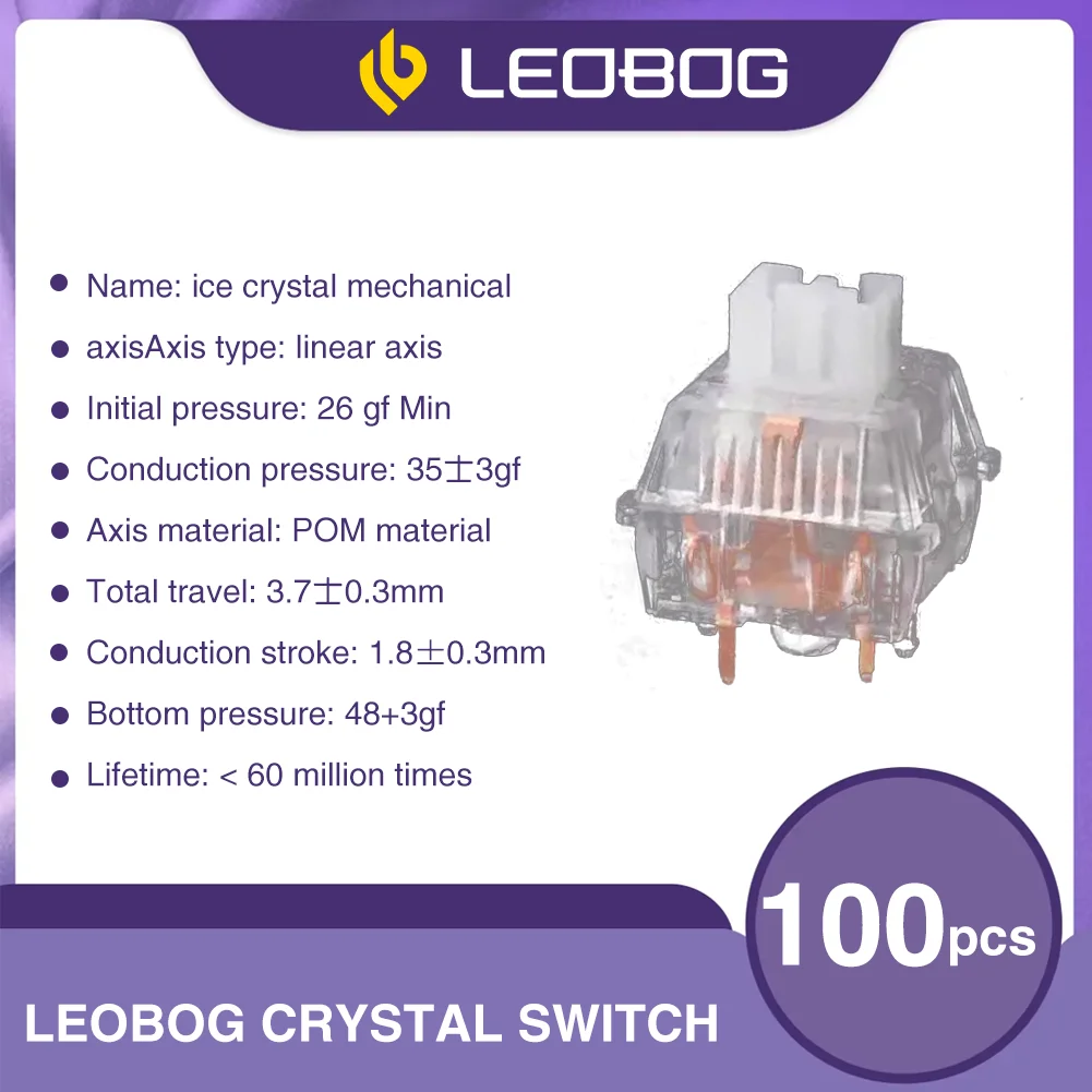 Imagem -02 - Leobog Ice Crystal Switches 100 Pcs Pinos Switches Tátil Linear Switch Substituível Compatível para Teclado Mecânico mx