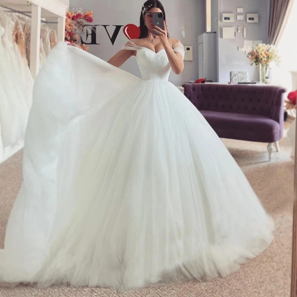 Customized ZJ9418 Lace Boho Sweetheart Wedding Dress 2025 Off Shoulder A-Line Floor Length Classic Bridal Gown