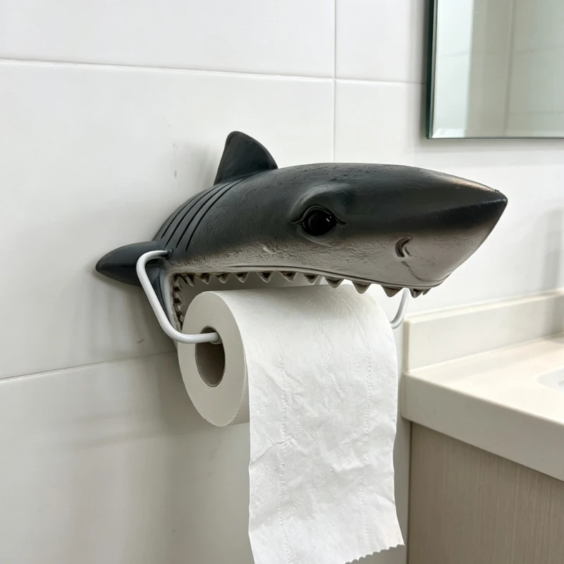 Bathroom Tissue Roll Accessory, Wall Mounted Toilet Paper Rack with Ocean Theme for Powder Room and Guest Bath M4YD