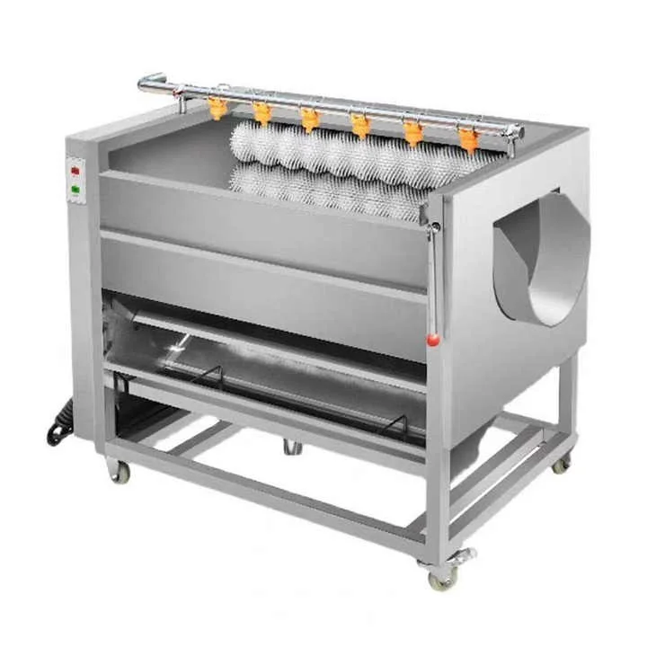 Elektryczna przemysłowa maszyna do czyszczenia i obierania warzyw korzeniowych, marchwi, batatów, owoców i warzyw.