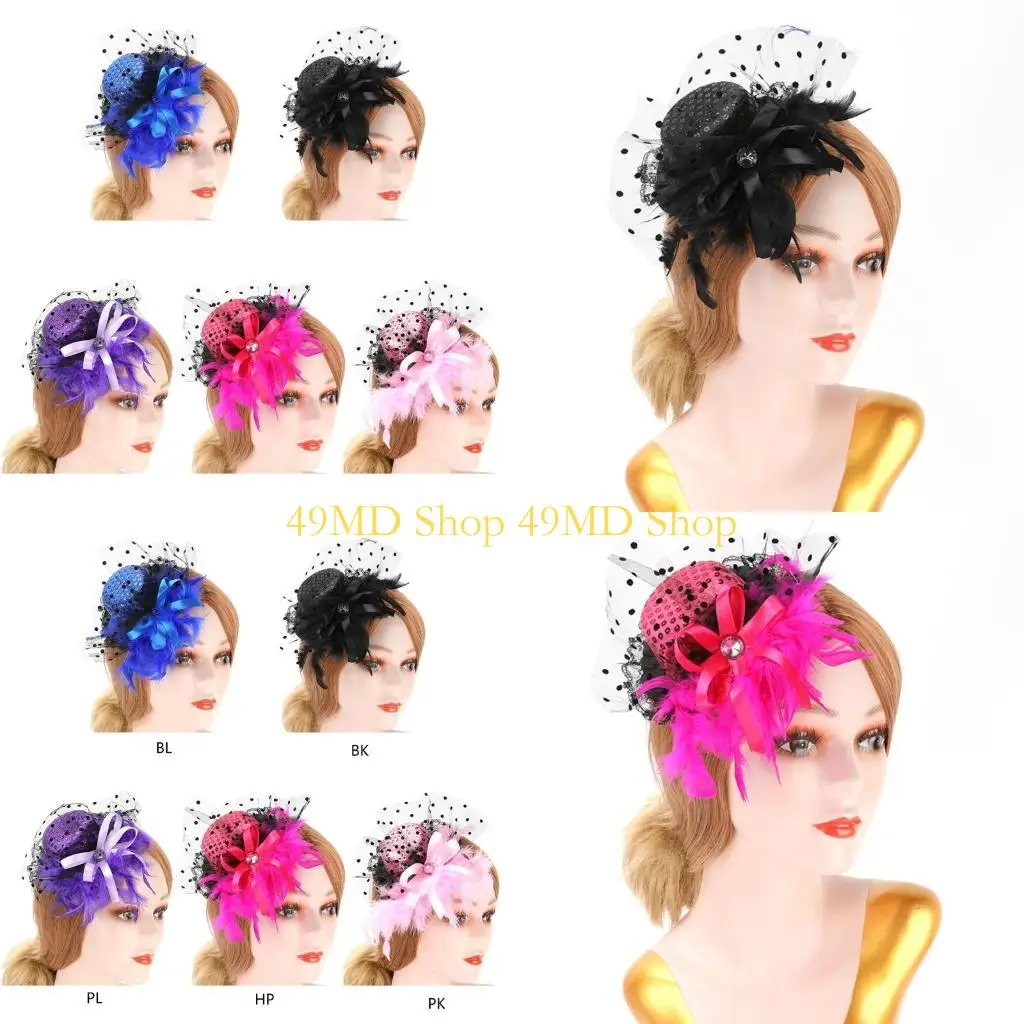 

49MD Hair Clip Top Hat Prom Party Hair Clip Hair Ornament Anti-Slip