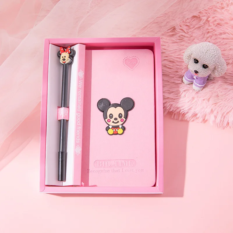 Disney Mickey and Minnie Diary + Ballpoint Pen Set Trend Creative Hand Ledger Cute Notebook Student Workbook Gift