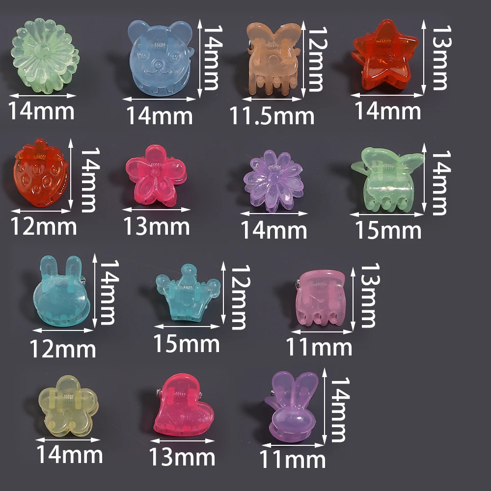 100 Stück Niedliche Y2K Haarspangen in Jelly-Farben, Blumen- und Herzform, Süße Haar-Accessoires für Kinder – Detail 1