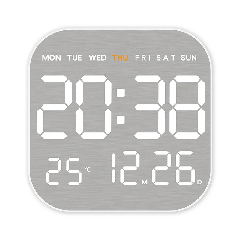 LED Screen Digital Wall Clock Room Decoration Adjustable Brightness Multi Functional Electronic Clock