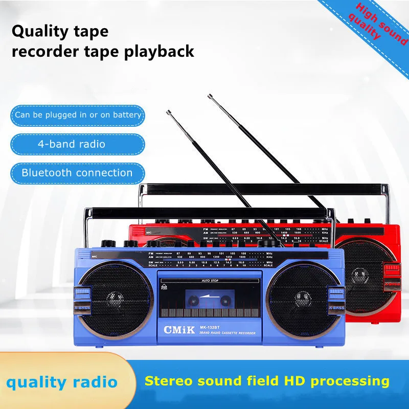 Top! Cmik Mk-132 Retro Tape Radio 5.0 Bluetooth Player Portable Multi-Frequency Radio USB TF Card Playback Tape Mp3 Player