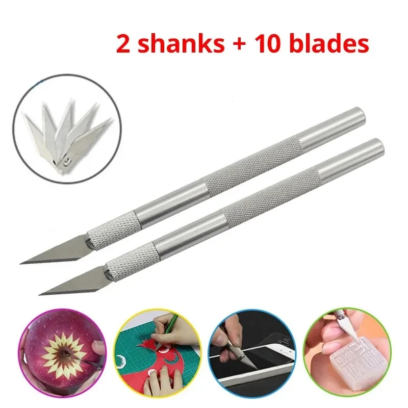 2 Carving Knives 10 Replaceable Blades for Stamp Engraving Paper Engraving Student Fine Arts Engraving