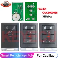 KEYECU 4/5/6 Buttons FCC ID: OUC6000066 For Cadillac Escalade ESV EXT 2007-2014 CTS DTS Keyless Go Remote Fob 315MHz SUV Key