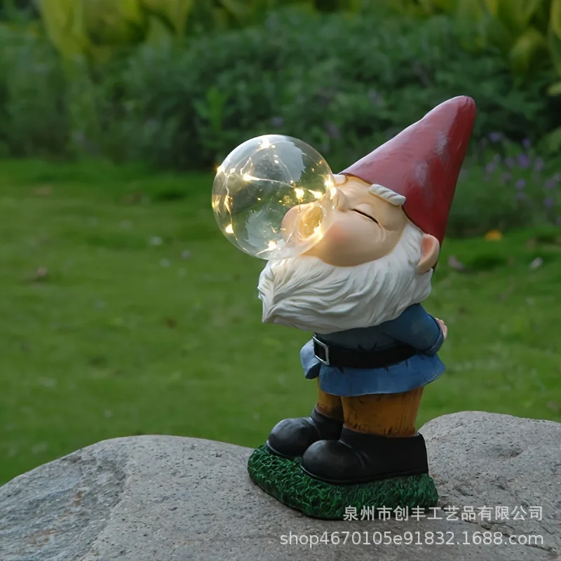 

Cross-border popular garden ornaments, dwarfs, gnome statues, solar lights, outdoor courtyard resin handicrafts