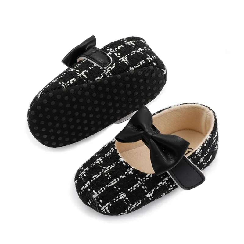 Baby Girl Shoes  Fashion Cotton Linen Plaid Bow Toddler Shoes 1-3 Years Old Princess Wind Soft Soled Toddler Shoes