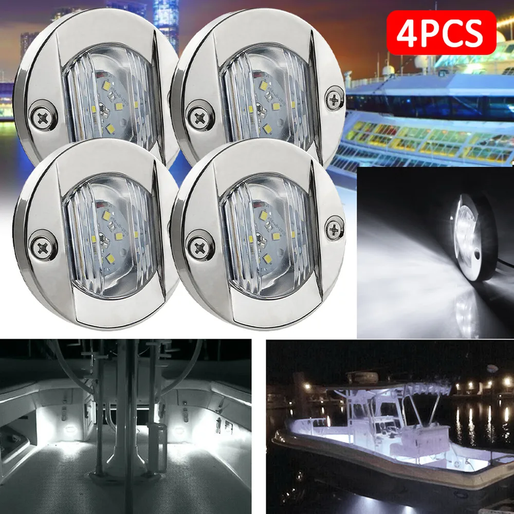 6LED Stern Light Round Cold White LED Tail Lamp Boat Yacht Accessories DC 12V Waterproof RV Marine Boat Transom 4Pcs