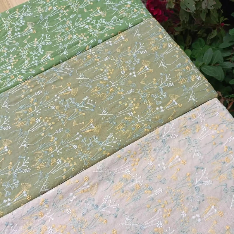 

Embroidered Cotton Curtains Fabric Floral Print DIY Craft Pillow Curtain Decor Lightweight Breathable Fashion Crafts Materials