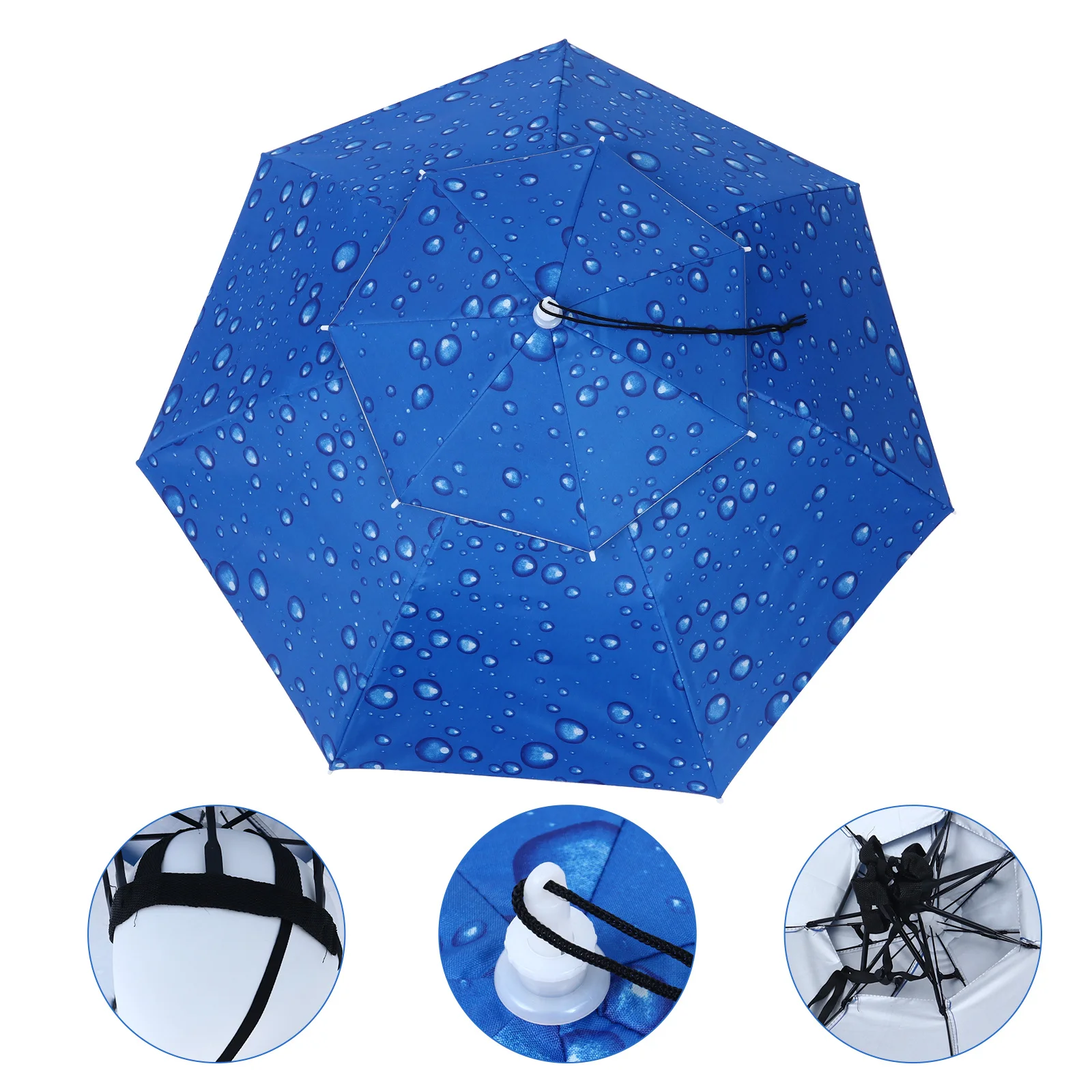 

1Pcs Hands-Free Outdoor Umbrella Head-Mounted 95cm Oxford Fabric Durable Folding Sun Rain Fishing Umbrella Outdoor Umbrellas